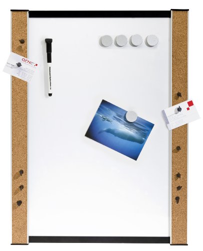 Genie - Praktisches Whiteboard magnetisch mit Korkrand in 45x60cm | Beschreibbare Magnettafel inkl. Stifte, Magnete & Pinnadeln | Mit Wandbefestigung | Artikel 11213 von GENIE
