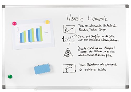 Genie Whiteboard XXL PRO (klassische Magnet; Schreibtafel; Abwischbar; Magnetisch; Inkl. Zubehör; 90 cm x 60 cm) von GENIE