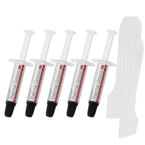 GENNEL GT-1 Silver CPU-Wärmeleitpaste (1 g x 5), Hochleistungs-Wärmeleitpaste, Kühlkörperverbindung, ultra-niedrige thermische Impedanz, Wärmeleitpaste für CPU/PS4/PS5/PC/GPU-Kühler, 5 Stück von GENNEL