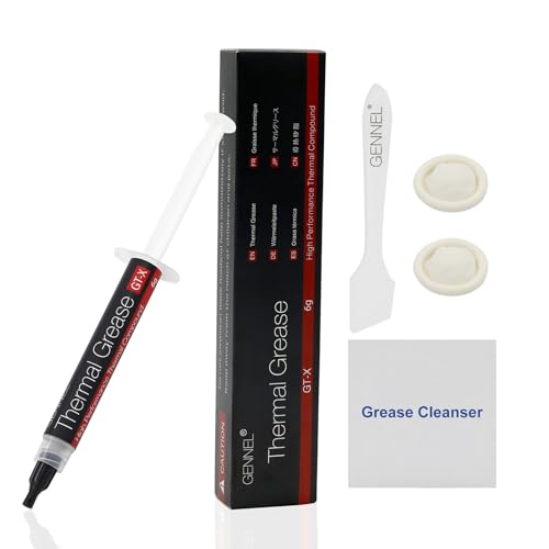 GENNEL GT-X Wärmeleitpaste CPU-Wärmeleitpaste 6 g, kohlenstoffbasierte Hochleistungs-Kühlkörper-Verbindungspaste, nicht leitfähige Wärmeleitpaste für CPU/PS4/PS5/PC/GPU-Kühler von GENNEL