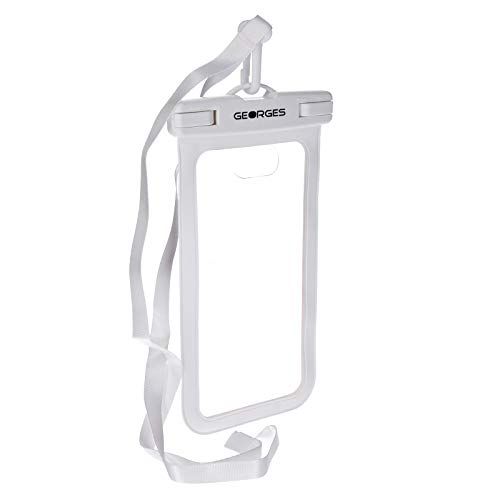 GEORGES wasserdichte Handyhülle universal Tasche für Geräte bis 6,5" (16,51cm); z.B. Honor, Sony, Samsung, iPhone 6, iPhone 7, iPhone 8, iPhone X; schützt vor Wasser, Staub, Schmutz, Schnee (White) von GEORGES