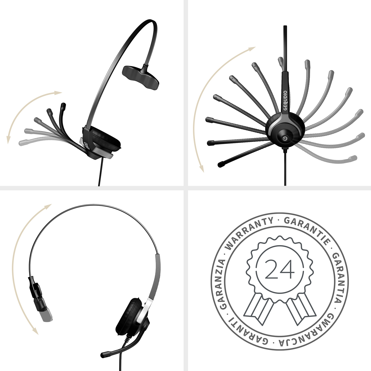 GEQUDIO Headset 1-Ohr für Cisco mit Kabel von GEQUDIO