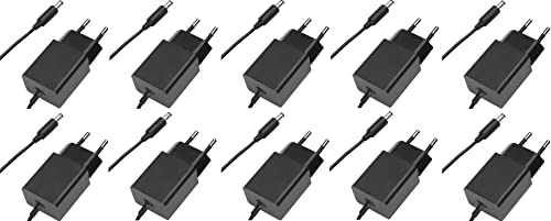 GEQUDIO Netzteil 5V / 2A kompatibel für Yealink, Snom, Fanvil, Grandstream und andere IP Telefone - Schmaler Adapter und energiesparend - Universal Ladegerät mit Hohlstecker - 10er Pack von GEQUDIO