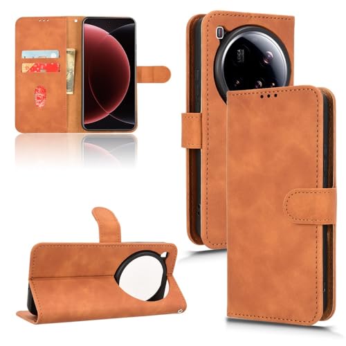 GERHGJUK Handy-Geldbörsenhülle Brieftaschen-Etui kompatibel mit Xiaomi 15 Ultra Hülle mit Kartenhalter, Klapphülle PU-Leder-Telefon-Brieftaschen-Etui mit Handschlaufe, stoßfeste Schutzhülle(Brown) von GERHGJUK