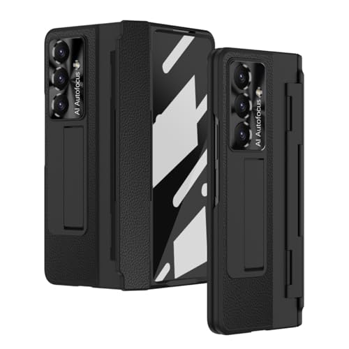 GERHGJUK Handy-Geldbörsenhülle Compatible with Samsung Galaxy Z Fold 7 Case [Hidden Kickstand] [Wireless Charging][Screen Protector] Rugged Shockproof 360 Full Protective Phone Cover+Kickstand(Black) von GERHGJUK