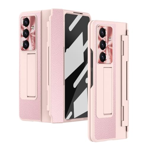GERHGJUK Handy-Geldbörsenhülle Compatible with Samsung Galaxy Z Fold 7 Case [Hidden Kickstand] [Wireless Charging][Screen Protector] Rugged Shockproof 360 Full Protective Phone Cover+Kickstand(Pink) von GERHGJUK