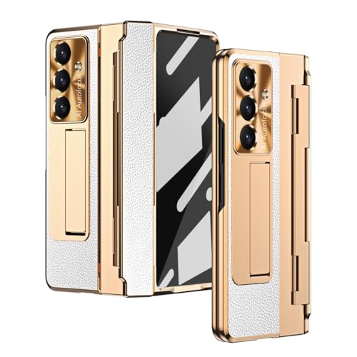 GERHGJUK Handy-Geldbörsenhülle Compatible with Samsung Galaxy Z Fold 7 Case [Hidden Kickstand] [Wireless Charging][Screen Protector] Rugged Shockproof 360 Full Protective Phone Cover+Kickstand(White) von GERHGJUK