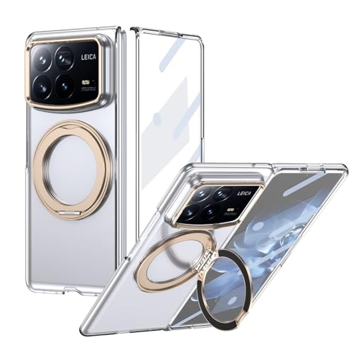 GERHGJUK Handy-Geldbörsenhülle Compatible with Xiaomi Mix Fold 4 Case with Screen Protector, 360°Rotatable Ring Kickstand, Military Grade Shockproof Translucent Protective Case, Crystal Clear(Golden) GERHGJUK Handy-Geldbörsenhülle Compatible with Xiaomi Mix Fold 4 Case with Screen Protector, 360°Rotatable Ring Kickstand, Military Grade Shockproof Translucent Protective Case, Crystal Clear(Golden) von GERHGJUK