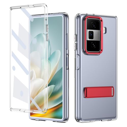 GERHGJUK Handy-Geldbörsenhülle Kompatibel mit Honor Magic VS3-Hülle mit Displayschutzfolie, Standmodi-Ständer for VS3-Abdeckung, stoßfeste, leichte Schutzhülle in Militärqualität, kristallklar(Red) von GERHGJUK