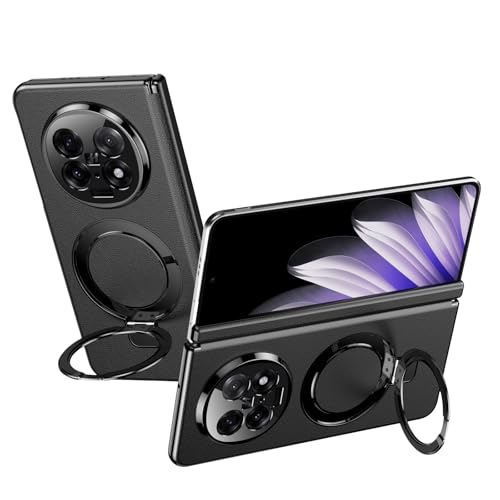 GERHGJUK Handy-Geldbörsenhülle Kompatibel mit Oppo Find N5 2025 Hülle mit verstellbarem Ständer, luxuriöse Lederhülle [integrierter Ständer] [Scharnierschutz] Stoßfestes und leichtes Design(Black) von GERHGJUK