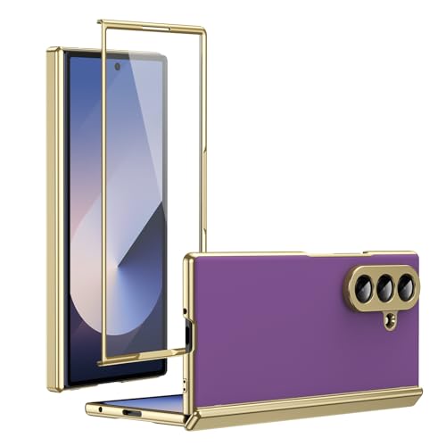 GERHGJUK Handy-Geldbörsenhülle Slim Fit Compatible with Samsung Galaxy Z Fold 7 Case with Screen Protector, Shockproof Case Rugged Protective Phone Cover Full Protective Phone Cover(Purple) von GERHGJUK