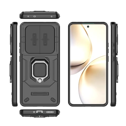 GERHGJUK Handyhüllen-Pakete Kompatibel mit Oppo Realme 14 Pro 5G (ausländische Version) Handyhülle, schlanke Hülle, Ständer, Handyhülle aus PC und TPU, Handyhülle mit Druckfenster(Black) von GERHGJUK