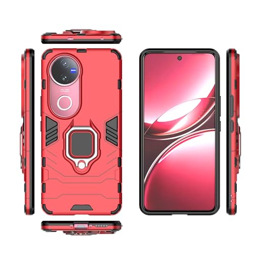 GERHGJUK Handyhüllen-Pakete Kompatibel mit Vivo V50 5G-Telefonhülle, schlanke Hülle mit Ständer und Ständer, PC- und TPU-Abdeckung mit Halterung(Red) von GERHGJUK