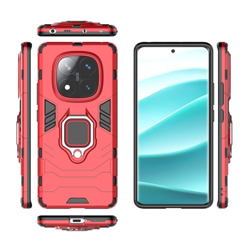 GERHGJUK Handyhüllen-Pakete Kompatibel mit Xiaomi Redmi Note 14 Pro 4G-Telefonhülle, schlanke Hülle mit Ständer und Ständer, PC- und TPU-Abdeckung mit Halterung(Red) von GERHGJUK