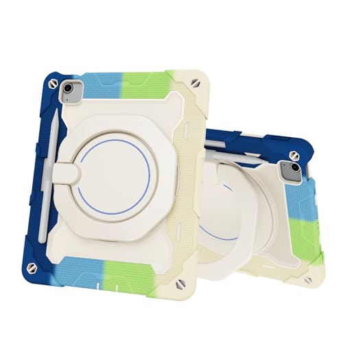 GERHGJUK Tablet PC Hüllen Abdeckung Kinderhülle kompatibel mit iPad Air 11 Zoll (M3 2025 7./Air 11 Zoll M2 2024 6.) Tablet-Abdeckung, robuste, stoßfeste TPU-Hülle mit Ständer und Schultergurt(Blue) von GERHGJUK