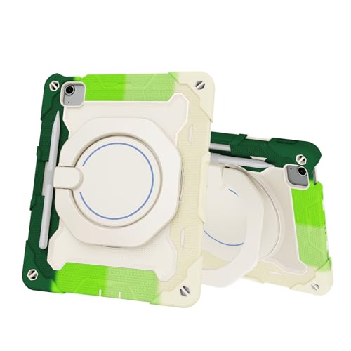 GERHGJUK Tablet PC Hüllen Abdeckung Kinderhülle kompatibel mit iPad Air 11 Zoll (M3 2025 7./Air 11 Zoll M2 2024 6.) Tablet-Abdeckung, robuste, stoßfeste TPU-Hülle mit Ständer und Schultergurt(Green) von GERHGJUK