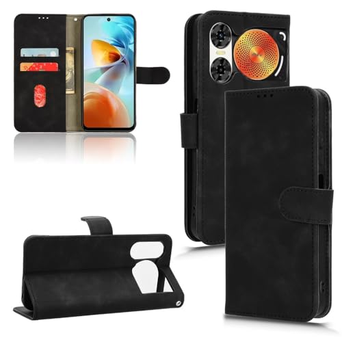 Handy-Geldbörsenhülle Brieftaschen-Etui, kompatibel mit ZTE Nubia Music 2, Hülle mit Kartenhalter, Klapphülle, PU-Leder, Handy-Brieftaschen-Etui mit Handschlaufe, stoßfeste Schutzhülle(Black) von GERHGJUK