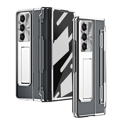 Handy-Geldbörsenhülle Compatible with Samsung Galaxy Z Fold 7 Case, Full-Body Protective Phone Cover with Electroplated Transparent Design, Built-in Screen Protector, Kickstand & Shockproof Hinge Guar von GERHGJUK