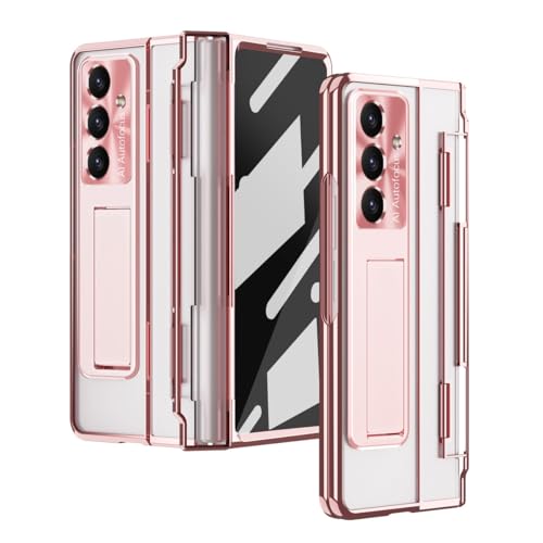Handy-Geldbörsenhülle Compatible with Samsung Galaxy Z Fold 7 Case, Full-Body Protective Phone Cover with Electroplated Transparent Design, Built-in Screen Protector, Kickstand & Shockproof Hinge Guar von GERHGJUK