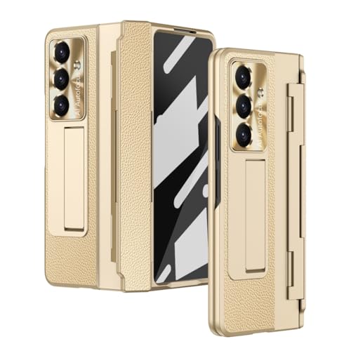 Handy-Geldbörsenhülle Compatible with Samsung Galaxy Z Fold 7 Case [Hidden Kickstand] [Wireless Charging][Screen Protector] Rugged Shockproof 360 Full Protective Phone Cover+Kickstand(Champagne gold) von GERHGJUK