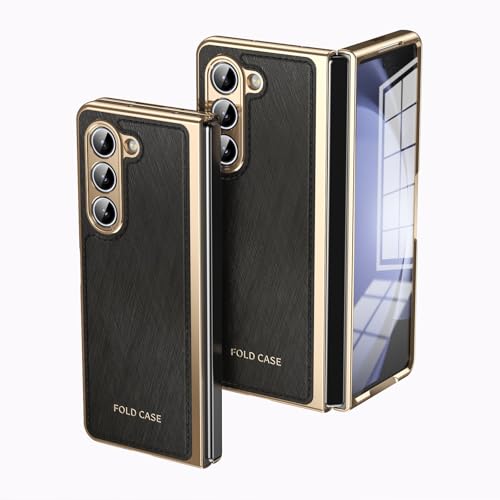 Handy-Geldbörsenhülle Folding Case Compatible with Samsung Galaxy Z Fold 5 with Screen Protector, Luxury PU Leather Slim Fit Phone Cover - Plating Gold Edge, Drop, Scratch & Shock Protection Case(Blac Handy-Geldbörsenhülle Folding Case Compatible with Samsung Galaxy Z Fold 5 with Screen Protector, Luxury PU Leather Slim Fit Phone Cover - Plating Gold Edge, Drop, Scratch & Shock Protection Case(Blac von GERHGJUK