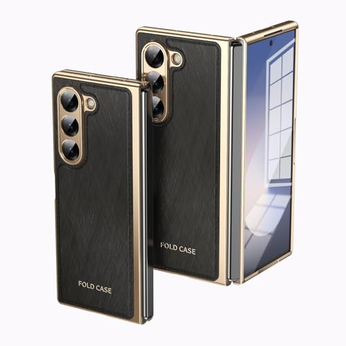 Handy-Geldbörsenhülle Folding Case Compatible with Samsung Galaxy Z Fold 6 with Screen Protector, Luxury PU Leather Slim Fit Phone Cover - Plating Gold Edge, Drop, Scratch & Shock Protection Case(Blac Handy-Geldbörsenhülle Folding Case Compatible with Samsung Galaxy Z Fold 6 with Screen Protector, Luxury PU Leather Slim Fit Phone Cover - Plating Gold Edge, Drop, Scratch & Shock Protection Case(Blac von GERHGJUK