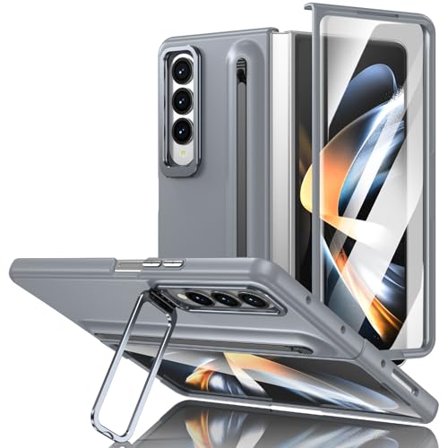 Handy-Geldbörsenhülle Kameraständer kompatibel mit Samsung Galaxy Z Fold 4-Hülle mit integriertem neuen kompakten S-Pen-Steckplatz, Hülle mit Displayschutzfolie, Schutzhülle der Folding-Serie mit norm von GERHGJUK