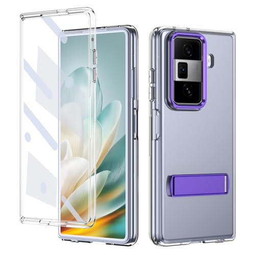 Handy-Geldbörsenhülle Kompatibel mit Honor Magic VS3-Hülle mit Displayschutzfolie, Standmodi-Ständer for VS3-Abdeckung, stoßfeste, leichte Schutzhülle in Militärqualität, kristallklar(Purple) von GERHGJUK