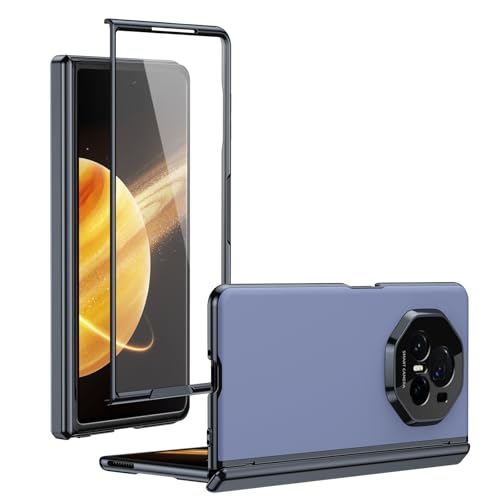 Handy-Geldbörsenhülle Kompatibel mit Huawei Honor Magic V3 Plating Case mit Displayschutz, Scharniergehäuse, Fallschutz, kratzfest und stoßdämpfend – schlankes Design, mattierte Klapphülle(Blue) von GERHGJUK