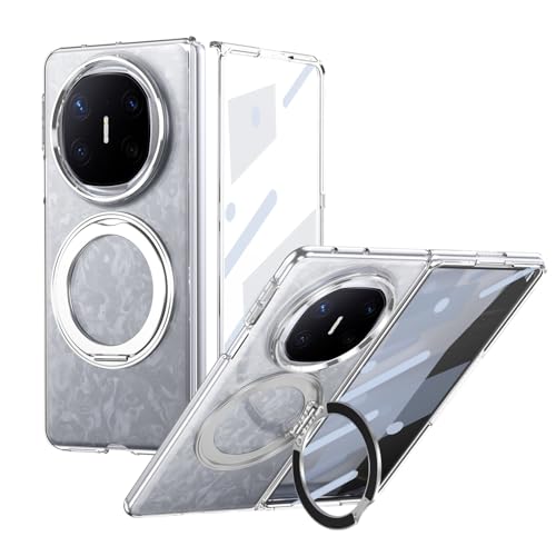 Handy-Geldbörsenhülle Kompatibel mit Huawei Mate XT-Hülle mit Displayschutzfolie, 360° drehbarem Ringständer, stoßfester, durchscheinender Schutzhülle in Militärqualität, kristallklar(Sliver) von GERHGJUK