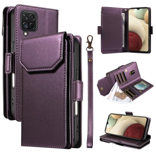 Handy-Geldbörsenhülle Kompatibel mit Samsung Galaxy A12 Brieftaschen-Hülle mit Kartenhalter for Damen und Herren, modische PU-Lederhülle, seitliche Schnalle, Handschlaufe, Brieftaschen-Handyhülle, pas Handy-Geldbörsenhülle Kompatibel mit Samsung Galaxy A12 Brieftaschen-Hülle mit Kartenhalter for Damen und Herren, modische PU-Lederhülle, seitliche Schnalle, Handschlaufe, Brieftaschen-Handyhülle, pas von GERHGJUK