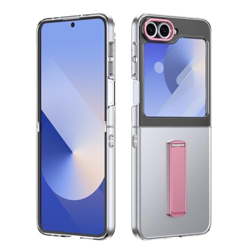 Handy-Geldbörsenhülle Kompatibel mit Samsung Galaxy Z Flip 6 Hülle mit Displayschutzfolie, Standmodi-Ständer for Z Flip 6 Cover, stoßfeste, leichte Schutzhülle in Militärqualität, kristallklar(Pink) Handy-Geldbörsenhülle Kompatibel mit Samsung Galaxy Z Flip 6 Hülle mit Displayschutzfolie, Standmodi-Ständer for Z Flip 6 Cover, stoßfeste, leichte Schutzhülle in Militärqualität, kristallklar(Pink) von GERHGJUK