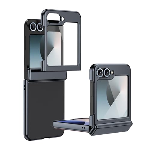 Handy-Geldbörsenhülle Kompatibel mit Samsung Galaxy Z Flip 6 Plating Case mit Displayschutz, Scharniergehäuse, Fallschutz, kratzfest und stoßdämpfend – schlankes Design, mattierte Klapphülle(Black) Handy-Geldbörsenhülle Kompatibel mit Samsung Galaxy Z Flip 6 Plating Case mit Displayschutz, Scharniergehäuse, Fallschutz, kratzfest und stoßdämpfend – schlankes Design, mattierte Klapphülle(Black) von GERHGJUK