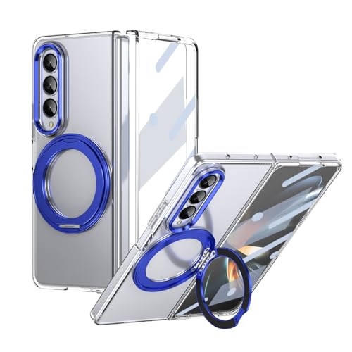 Handy-Geldbörsenhülle Kompatibel mit Samsung Galaxy Z Fold 3 Hülle mit Displayschutzfolie, 360° drehbarem Ringständer, stoßfester, durchscheinender Schutzhülle in Militärqualität, kristallklar(Blue) Handy-Geldbörsenhülle Kompatibel mit Samsung Galaxy Z Fold 3 Hülle mit Displayschutzfolie, 360° drehbarem Ringständer, stoßfester, durchscheinender Schutzhülle in Militärqualität, kristallklar(Blue) von GERHGJUK