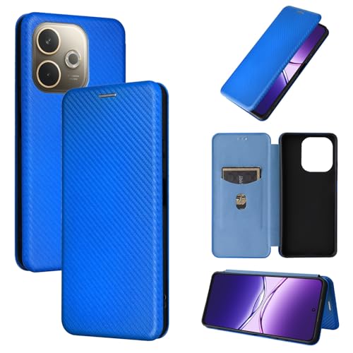 Handy-Geldbörsenhülle Kompatibel mit der Hülle OPPO A5 PRO 5G, schlanke Carbonfaser-Texturen + PC-Hybrid-Hülle, vollständiger Schutz, stoßfeste Klapphülle, kompatibel mit OPPO A5 PRO 5G(Blue) von GERHGJUK