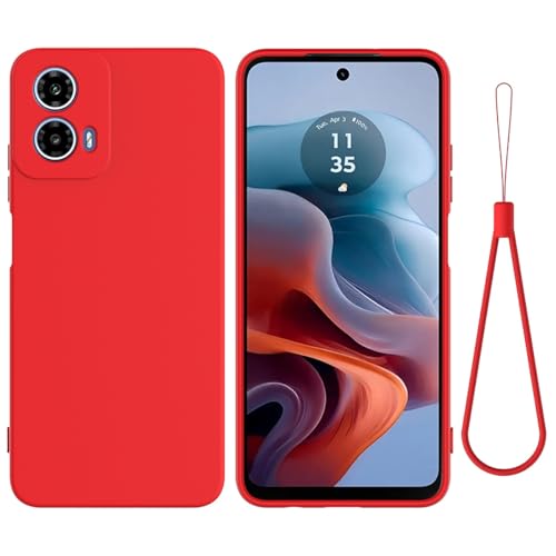 Handyhüllen-Pakete Kompatibel mit Motorola Moto G34 Handyhülle, kratzfest, dünn, flüssig, TPU, weiches Gummigel, vollständiger Kameraschutz, Bumper, reine Farbe, einfache Abdeckung mit Armband(Blue) Handyhüllen-Pakete Kompatibel mit Motorola Moto G34 Handyhülle, kratzfest, dünn, flüssig, TPU, weiches Gummigel, vollständiger Kameraschutz, Bumper, reine Farbe, einfache Abdeckung mit Armband(Blue) von GERHGJUK