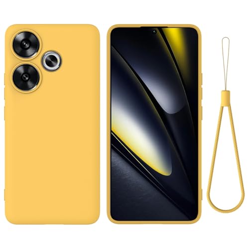 Handyhüllen-Pakete Kompatibel mit Xiaomi Poco F6 Handyhülle, kratzfest, dünn, flüssiges Silikon, weiches TPU-Gummi, vollständiger Kameraschutz, Bumper, reine Farbe, einfache Abdeckung mit Armband(Yell Handyhüllen-Pakete Kompatibel mit Xiaomi Poco F6 Handyhülle, kratzfest, dünn, flüssiges Silikon, weiches TPU-Gummi, vollständiger Kameraschutz, Bumper, reine Farbe, einfache Abdeckung mit Armband(Yell von GERHGJUK
