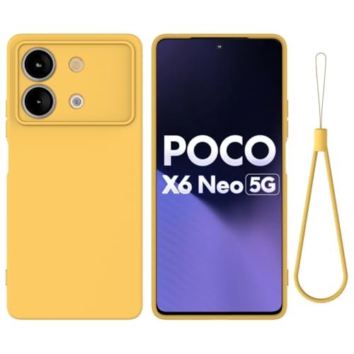 Handyhüllen-Pakete Kompatibel mit Xiaomi Poco X6 Neo Handyhülle, kratzfest, dünn, flüssiges Silikon, weiches TPU-Gummi, vollständiger Kameraschutz, Bumper, reine Farbe, einfache Abdeckung mit Armband( von GERHGJUK