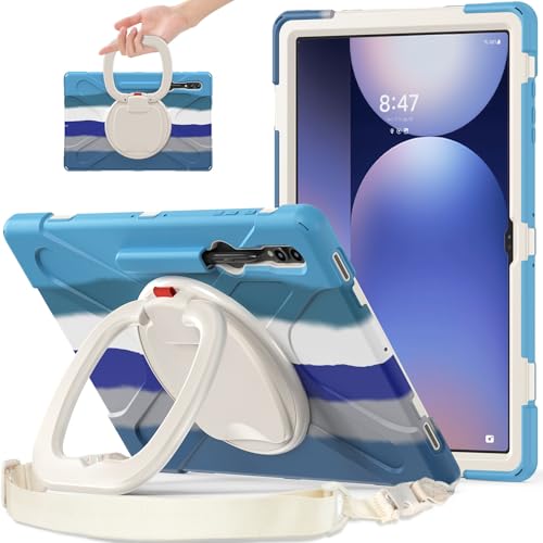 Tablet PC Hüllen Abdeckung Hülle kompatibel mit Samsung Galaxy Tab S8 Ultra 14,6 Zoll 2022 X900/X906, stoßfeste, robuste Abdeckung mit 360° drehbarem Ständer, robuste Tablet-Hülle mit Hand-/Schultergu von GERHGJUK