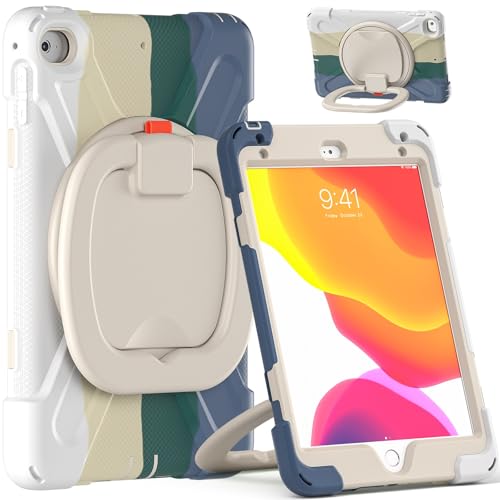 Tablet PC Hüllen Abdeckung Hülle kompatibel mit iPad Mini 4/Mini 5 7,9" (2015/2019), stoßfeste, robuste Abdeckung mit 360° drehbarem Ständer, robuste Tablet-Hülle mit Hand-/Schultergurt Compatible wit von GERHGJUK