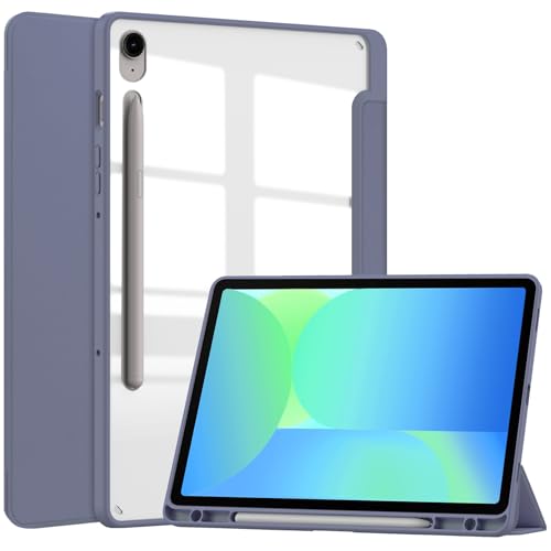 Tablet PC Hüllen Abdeckung Hybrid-Slim-Case kompatibel mit Samsung Galaxy Tab S10 FE 10,9 Zoll (Modell SM-X520/X526B/X528U) mit S-Pen-Halter, stoßfester Abdeckung mit klarer transparenter Rückschale, von GERHGJUK