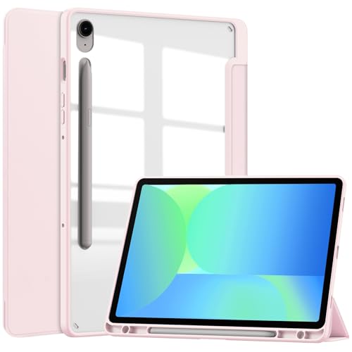Tablet PC Hüllen Abdeckung Hybrid-Slim-Case kompatibel mit Samsung Galaxy Tab S10 FE 10,9 Zoll (Modell SM-X520/X526B/X528U) mit S-Pen-Halter, stoßfester Abdeckung mit klarer transparenter Rückschale, von GERHGJUK