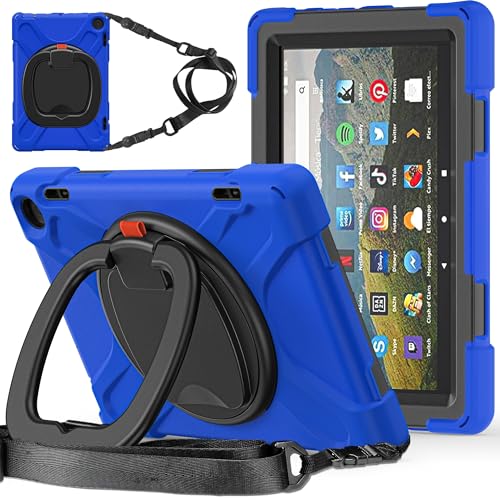 Tablet PC Hüllen Abdeckung Kompatibel mit Kindle Fire HD 8 und Fire HD 8 Plus Hülle, 2024/2022 Release Tablet 12. Generation/10. Generation, stoßfeste, robuste Abdeckung mit 360° drehbarem Ständer, Ha von GERHGJUK