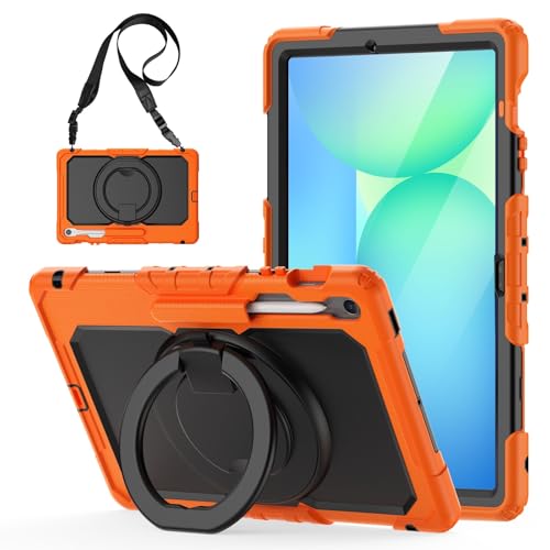 Tablet PC Hüllen Abdeckung Kompatibel mit Samsung Galaxy Tab S10 FE+ Plus 13,1 Zoll (Modell SM-X620/X626) Hülle mit Stifthalter + Displayschutz, robuste Rundum-Schutzhülle mit drehbarem Griff, Silikon von GERHGJUK