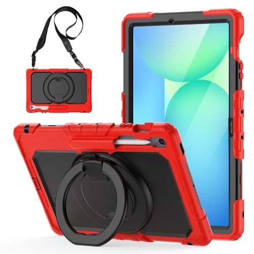 Tablet PC Hüllen Abdeckung Kompatibel mit Samsung Galaxy Tab S10 FE+ Plus 13,1 Zoll (Modell SM-X620/X626) Hülle mit Stifthalter + Displayschutz, robuste Rundum-Schutzhülle mit drehbarem Griff, Silikon von GERHGJUK