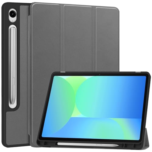 Tablet PC Hüllen Abdeckung Kompatibel mit Samsung Galaxy Tab S10 FE/S9 FE 10,9 Zoll Hülle, schlanke Tablet-Schutzhülle, Auto Wake Sleep, weiche TPU-Schutzhülle, Smart Cover mit Stifthalter(Grey) von GERHGJUK