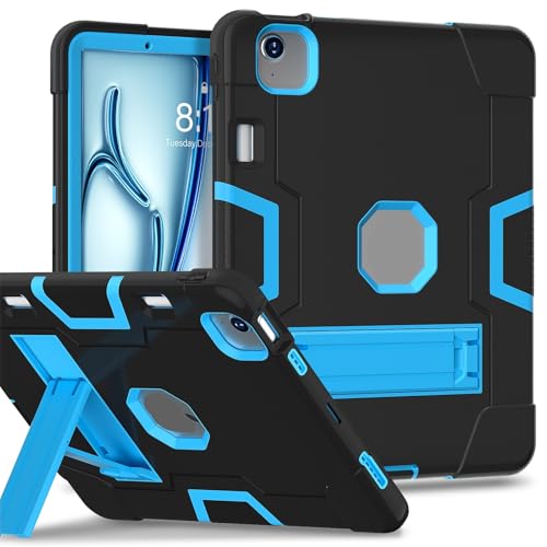 Tablet PC Hüllen Abdeckung Kompatibel mit iPad Air 11 Zoll Hülle M3 2025 / M2 2024 Hülle mit integriertem Stifthalter Silikon+PC-Hybrid-Cover mit stoßfestem Design, faltbarem Ständer und 360°-Schutz(B von GERHGJUK