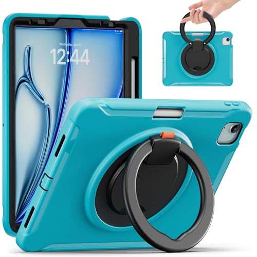 Tablet PC Hüllen Abdeckung Kompatibel mit iPad Air11 2024/ Air 4 10.9 2020/Air 5 10.9 2022 Hülle, stoßfeste Hybrid-Schutzhülle mit drehbarem Griff und Ständer, kinderfreundliches Design(Light Blue) von GERHGJUK