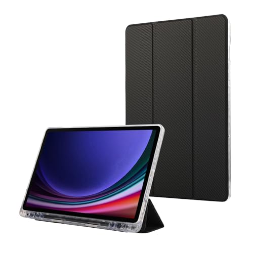 Tablet PC Hüllen Abdeckung Smart Case Kompatibel mit Samsung Galaxy Tab S9 FE 10,9 Zoll/Tab S9 11 Zoll, Schlankes Case mit Stifthalter, Dreifach faltbare Stand-Schutzhülle, Auto Wake/Sleep(Black) von GERHGJUK