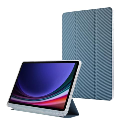 Tablet PC Hüllen Abdeckung Smart Case Kompatibel mit Samsung Galaxy Tab S9 FE 10,9 Zoll/Tab S9 11 Zoll, Schlankes Case mit Stifthalter, Dreifach faltbare Stand-Schutzhülle, Auto Wake/Sleep(Blue1) von GERHGJUK